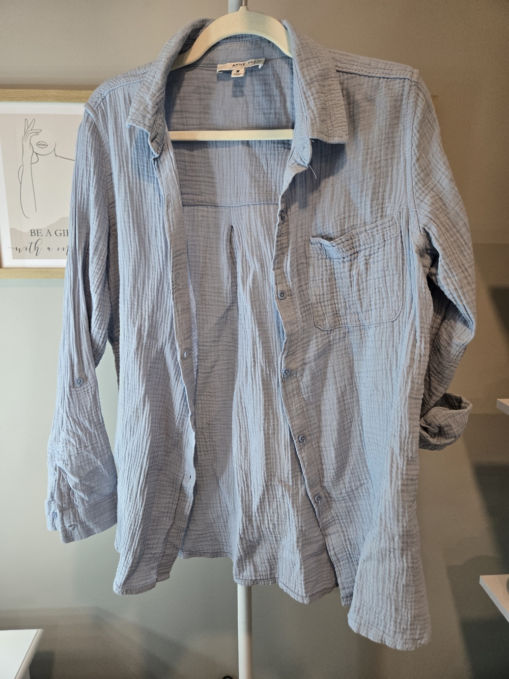 Anne Klein 100% Cotton Light Blue Button-Down Shirt